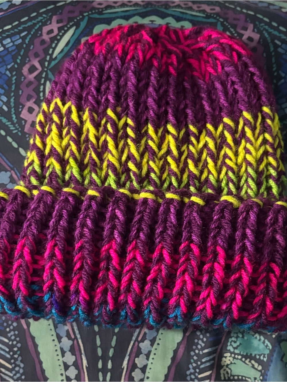 Neon Multicolor Knit Beanie Hat